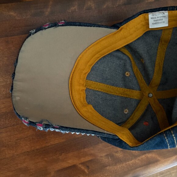 Denim Blue Unbranded American Flag Sequin Hat Leather Strapback Baseball Cap - Picture 5 of 7